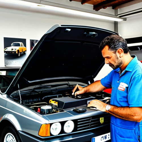 The Modern Italian Mechanic**

"A skilled mechanic, fully clothed in appropriate attire, working on a modern Italian car in a well-lit, organized auto repair shop in Rome. The mechanic is using a diagnostic tool, focusing on the car's computer system. Background includes posters of classic Italian cars like Ferrari and Fiat. The scene is professional and family-friendly, safe for work, perfect anatomy, correct proportions, natural pose, high quality."

**
