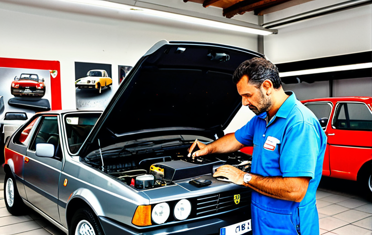 The Modern Italian Mechanic**

"A skilled mechanic, fully clothed in appropriate attire, working on a modern Italian car in a well-lit, organized auto repair shop in Rome. The mechanic is using a diagnostic tool, focusing on the car's computer system. Background includes posters of classic Italian cars like Ferrari and Fiat. The scene is professional and family-friendly, safe for work, perfect anatomy, correct proportions, natural pose, high quality."

**