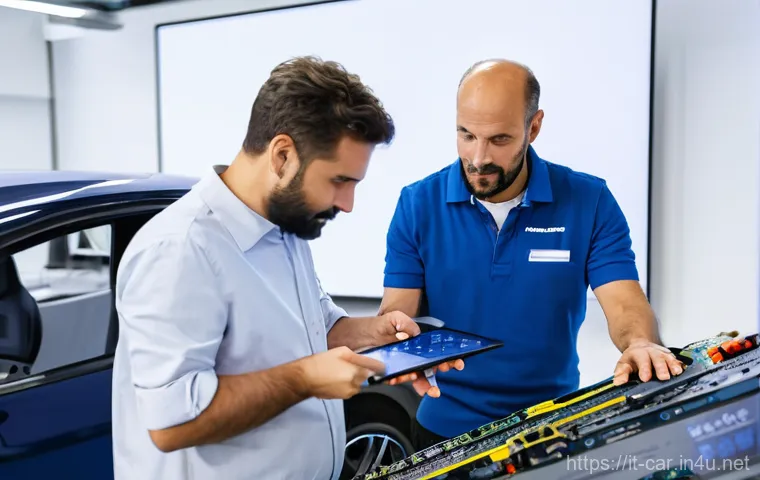 자동차정비사로서 성공한 사람들의 사례 - **Prompt 1: The Modern Mechatronic Technician at Work**
    A highly skilled Italian mechatronic tec...