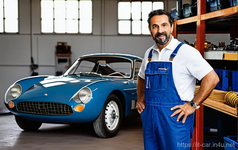 자동차정비사 직무 일지 작성 방법 - **Prompt:** A modern, well-lit Italian car repair shop with a blend of traditional charm and cutting...