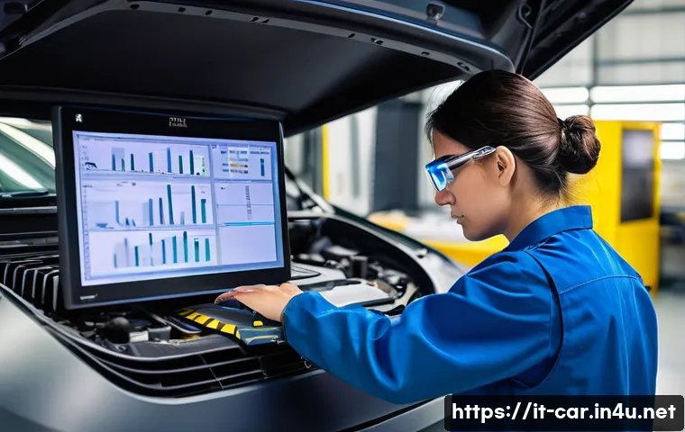 자동차정비 산업기사 실습 관련 추천 영상 - **Prompt 1: High-Tech Automotive Diagnostics**
"A highly skilled and focused automotive technici...