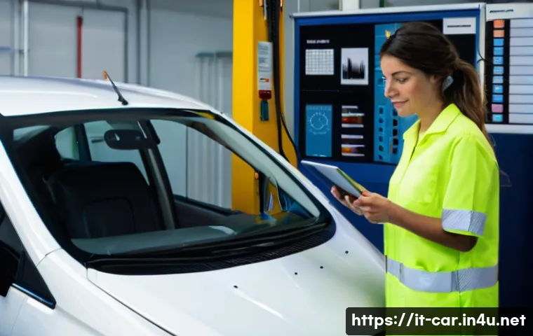 자동차정비 실무 관련 주요 용어 정리 - **Prompt:** "A realistic photograph capturing the modern challenges and solutions of car maintenance...