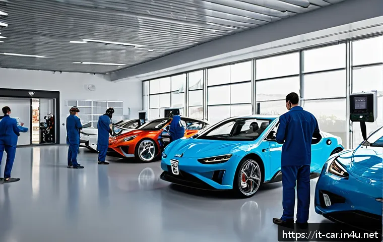 자동차정비사로 창업할 때 유의할 점 - A modern Italian automotive workshop interior, showcasing a clean and organized space with advanced ...