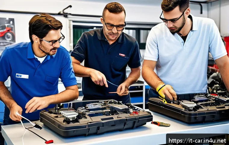 자동차정비 자격증 취득 비용과 예상 투자 시간 - A professional automotive mechanic training classroom in Italy, featuring adult students wearing cas...