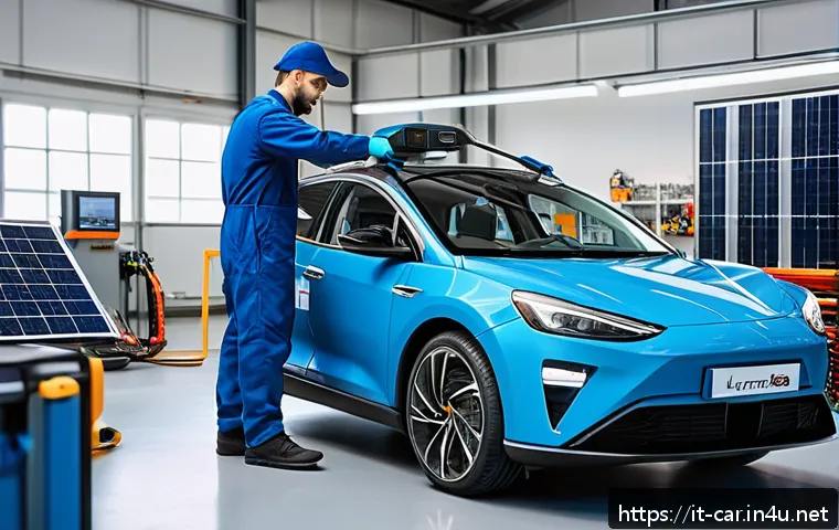자동차정비 이직 후 만족도 분석 - A modern automotive workshop scene in Italy featuring a skilled mechanic wearing clean work overalls...